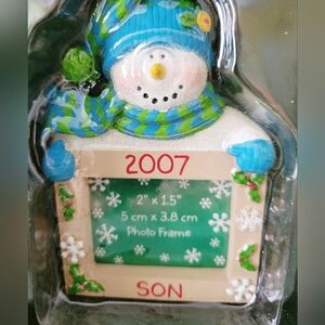 NEW IN BOX 2007 Son Photo Frame Ornament with Blue Green By American Greetings